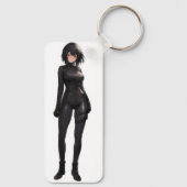 ボディスーツを着たアニメの少女 キーホルダー (裏面)
