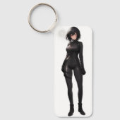 ボディスーツを着たアニメの少女 キーホルダー (正面)