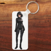 ボディスーツを着たアニメの少女 キーホルダー (裏面)