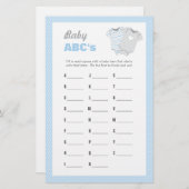 ボディスーツ赤ちゃんシャワーABCsゲーム – 青 便箋 (正面/裏面)
