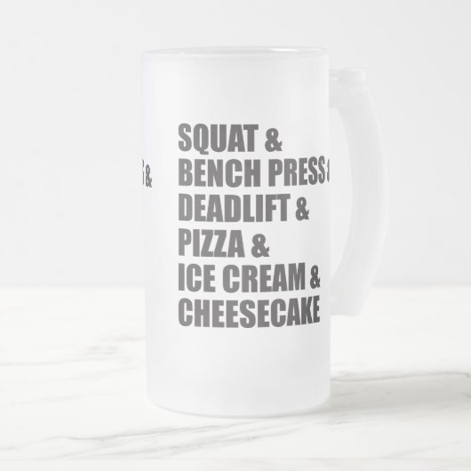 ボディビルおもしろいジムピザアイスクリームチーズケーキ フロストグラスビールジョッキ (正面右)