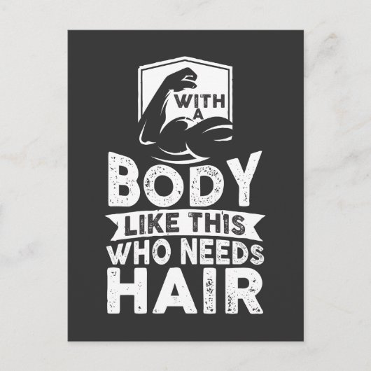 ボディビルおもしろいダーノヘアハゲ頭アスリート ポストカード (正面)