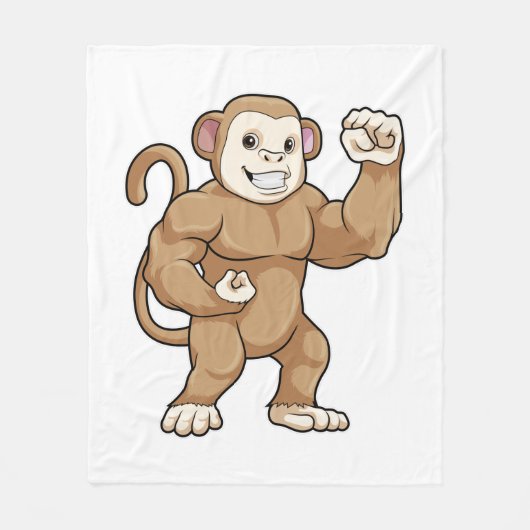 ボディビルでボディビルダーになったサル フリースブランケット (正面)