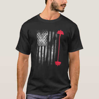 ボディビルアメリカ国旗USAアメリカの筋肉フィット Tシャツ