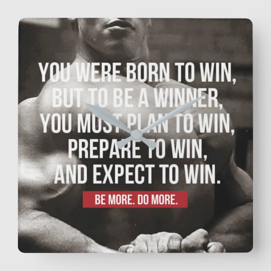 ボディビルインスピレーショ生まれン- To Win -トレーニング スクエア壁時計 (正面)