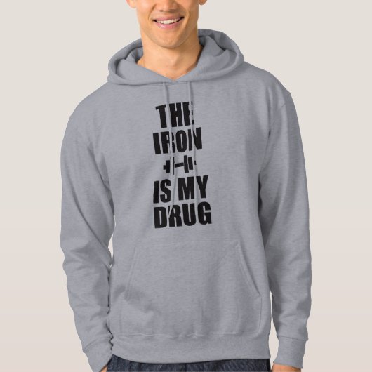 ボディビルジムのモチベーション – アイアンは私の薬 パーカ (正面)