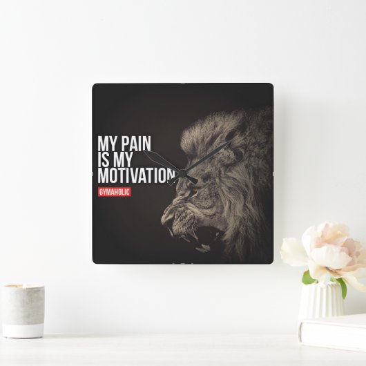 ボディビルジムのモチベーション スクエア壁時計 (ホーム)