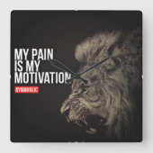 ボディビルジムのモチベーション スクエア壁時計 (正面)