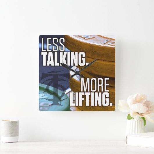 ボディビルジムトレーニング やる気を起こさせる スクエア壁時計 (ホーム)