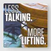 ボディビルジムトレーニング やる気を起こさせる スクエア壁時計 (正面)