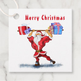 ボディビルダーおもしろいサンタクリスマスギフトタグ フェイバータグ