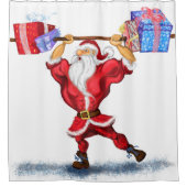 ボディビルダーおもしろいサンタクリスマスシャワーカーテン シャワーカーテン (正面)