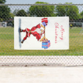 ボディビルダーおもしろいサンタクリスマスバナー 横断幕 (インサイチュ)