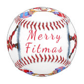 ボディビルダーおもしろいサンタ・クリスマス野球 野球ボール (正面)