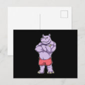 ボディビルダーなカバ ポストカード (正面/裏面)