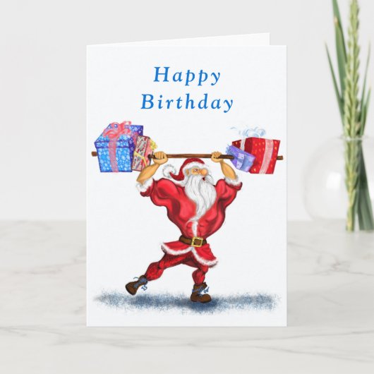 ボディビルダーサンタギフトおもしろい誕生日カード カード (正面)