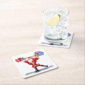 ボディビルダーサンタクおもしろいリスマス紙コースター スクエアペーパーコースター (インサイチュ)