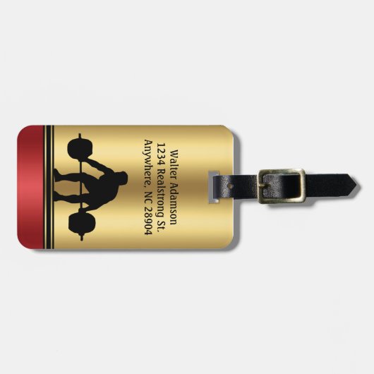 ボディビルダースポーツウエイトリフターシルエットエレガント ラゲッジタグ (正面横)
