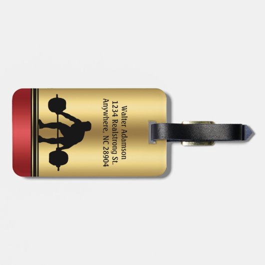 ボディビルダースポーツウエイトリフターシルエットエレガント ラゲッジタグ (裏面横)