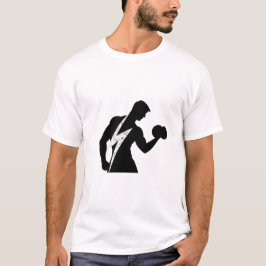 ボディビルダーフィットネス グラフィック メンズ ホワイトTシャツ Tシャツ