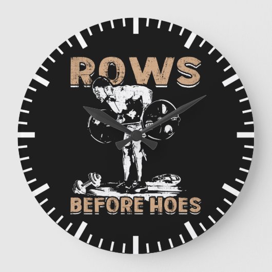 ボディビルユーモア – Rows Before Hoes -ノベルティ ラージ壁時計 (正面)