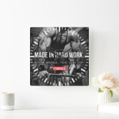 ボディビル動機 スクエア壁時計 (ホーム)