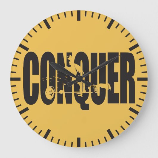 ボディビル動機 – 征服 ラージ壁時計 (正面)