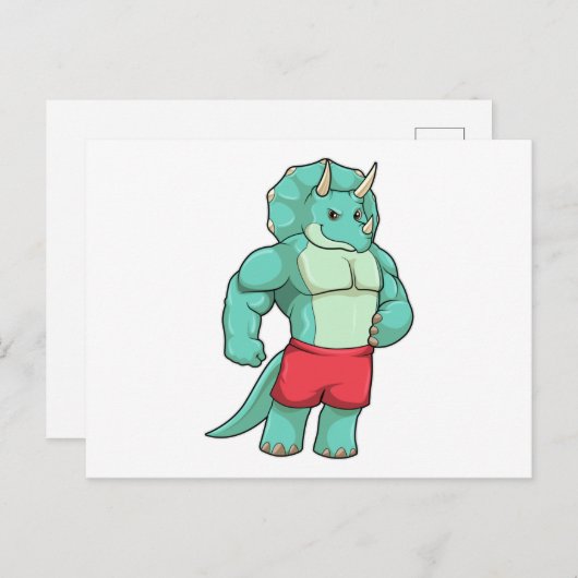 ボディビル大会でのボディビルダーとしてのトリケラトプス ポストカード (正面/裏面)