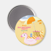 ボディボードガールおもしろいビーチ誕生日パーティー マグネット (正面/裏面)