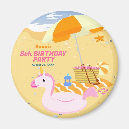 ボディボードガールおもしろいビーチ誕生日パーティー マグネット (正面)