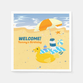ボディボードボーイおもしろいビーチ誕生日パーティー スタンダードカクテルナプキン