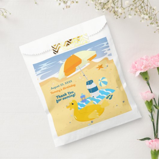 ボディボードボーイおもしろいビーチ誕生日パーティー フェイバーバッグ (封をした状態)