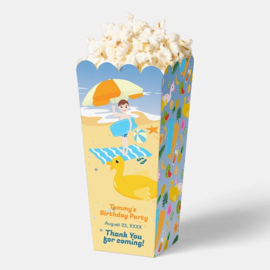 ボディボードボーイおもしろいビーチ誕生日パーティー フェイバーボックス (はじけた状態)