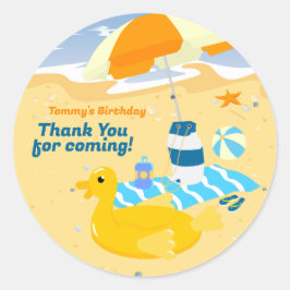 ボディボードボーイおもしろいビーチ誕生日パーティー ラウンドシール