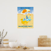 ボディボード男子 楽しい ビーチ 誕生日 パーティー ポスター (キッチン)
