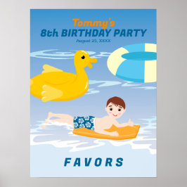 ボディボード男子 楽しい 海 ビーチ 誕生日 パーティー ポスター