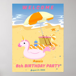 ボディボード ガール 楽しい ビーチ 誕生日 パーティー ポスター