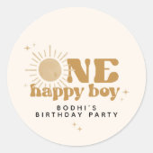 ボディワンハッピーボーイファーストトリップサンのまわりに誕生日 ラウンドシール (正面)