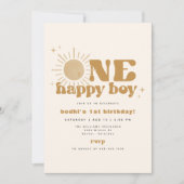 ボディワンハッピーボーイファーストトリップサンのまわりに誕生日 招待状 (正面)