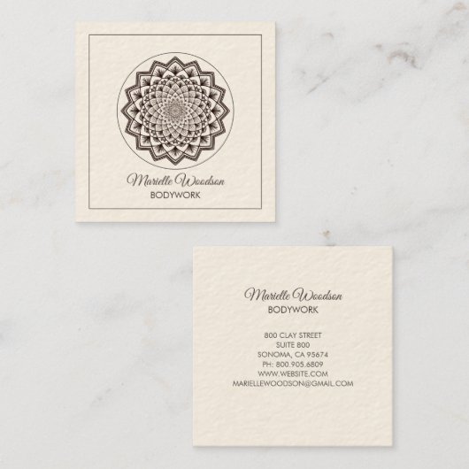 ボディワークマッサージロータスマンダラ スクエア名刺 (正面/裏面)
