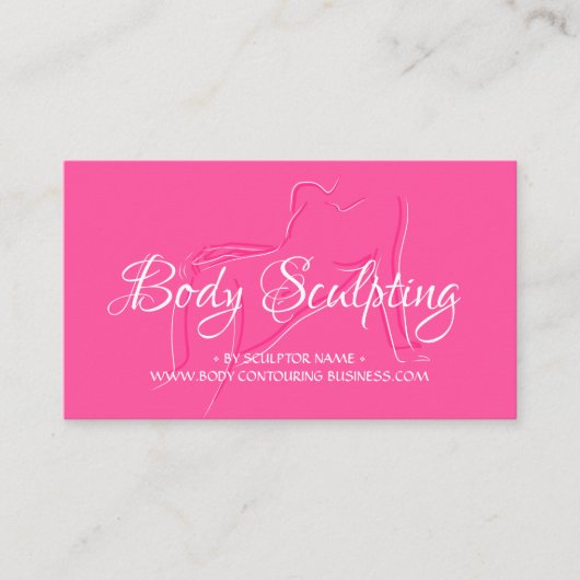 ボディースカルプティング コンタリング 女性の肌 ネオンピンク 名刺 (正面)