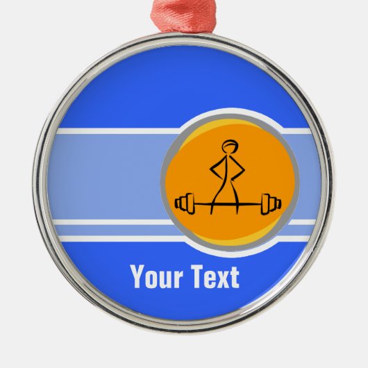 ボディービルをやること; 青及びオレンジ メタルオーナメント (正面)