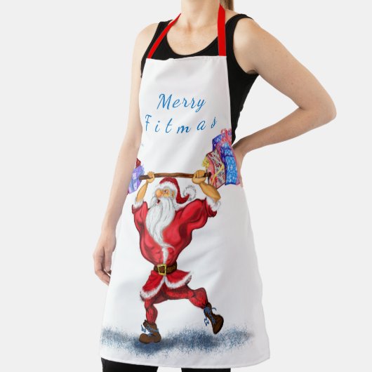 ボディービルターサンタとギフトクリスマスエプロンおもしろい付き エプロン (インサイチュ)