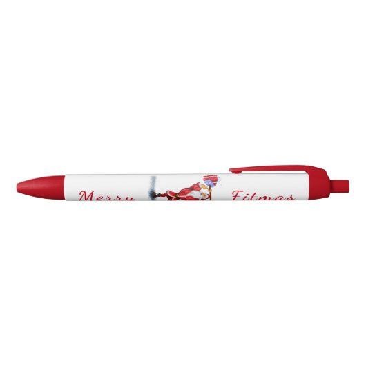 ボディービルターサンタギフトクリスマスペおもしろいン付き 青ボールペン (トップ)
