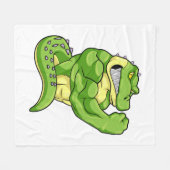 ボディービルダーとしてのワニと大きな筋肉 フリースブランケット (正面(横))