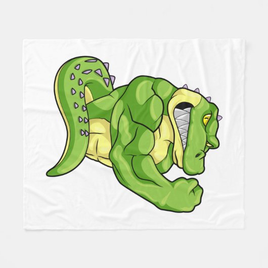 ボディービルダーとしてのワニと大きな筋肉 フリースブランケット (正面(横))