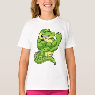 ボディービルダーとしてのワニと大きな筋肉 Tシャツ