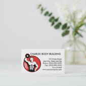 ボディービルダーの持ち上がるダンベルの重量 名刺 (スタンド正面)