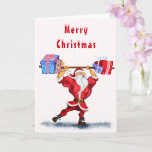 ボディービルダークラウスとユーモアあふれるクリスマスカード カード