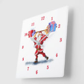 ボディービルダー・サンタクロースとクリスマスプレゼント – おもしろい スクエア壁時計 (傾斜)